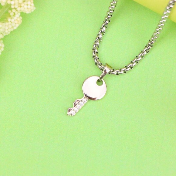 "Stylish Silver Key Design Pendant in Gold Plated Brass, XPPT1630 - Picture 2 of 12